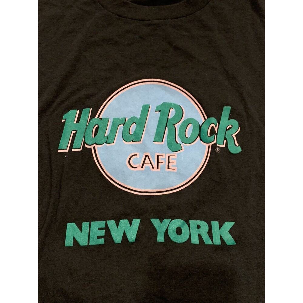 Vintage Screen Stars Hard Rock New York Black Short Sleeve T-shirt Size M MEDIUM - Picture 4 of 8